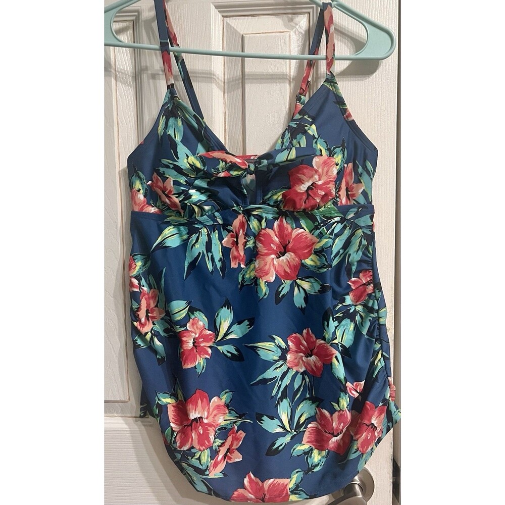 Isabel Maternity by Ingrid & Isabel M Tankini Top Tropical Floral Tie Front EUC